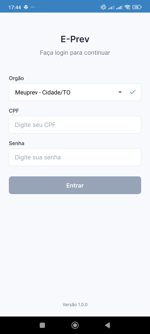 Tela de login
