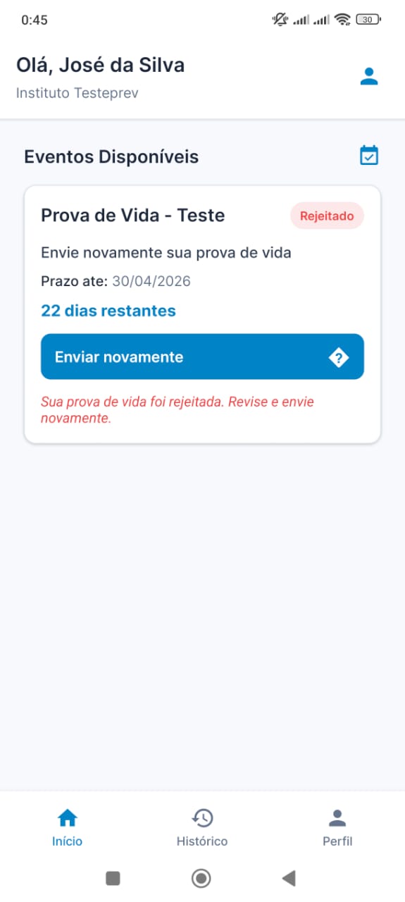 Status rejeitado