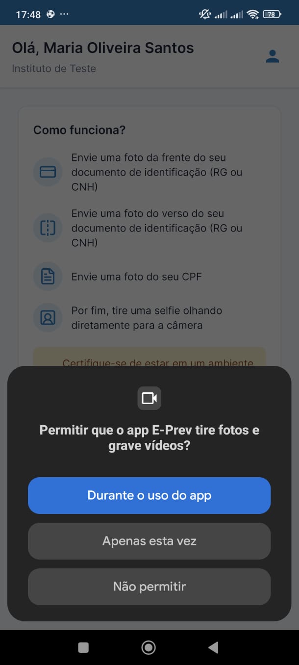 Pop-up de informações