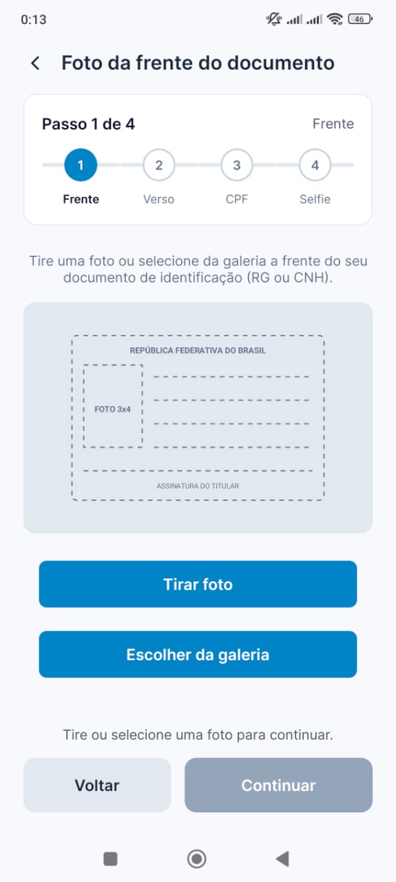 Captura da frente do documento