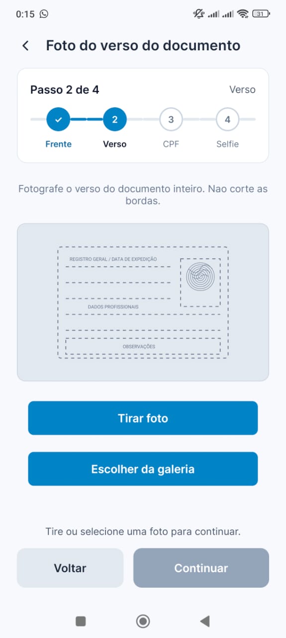 Captura do verso do documento